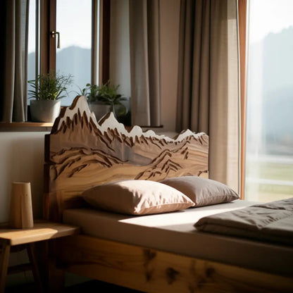 Rustic Style Mountain Carved Headboard Wall Art Bedroom Kitchnce