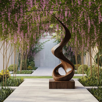 Mid Century Abstract Wooden Sculpture For Outdoor Garden Kitchnce