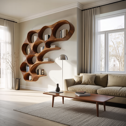 Organic Honeycomb Shaped Wall Mounted Bookshelf For Bedroom Kitchnce