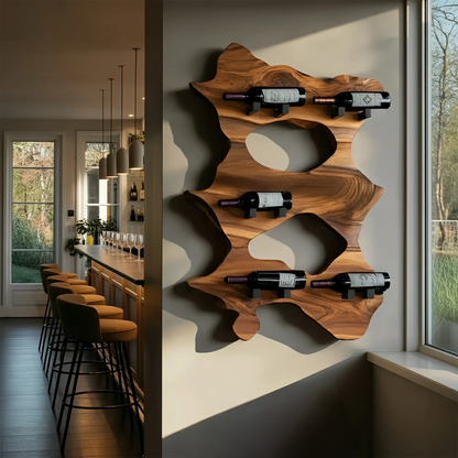 Rustic Solid Wood Live Edge Wine Rack For Entryway Kitchnce