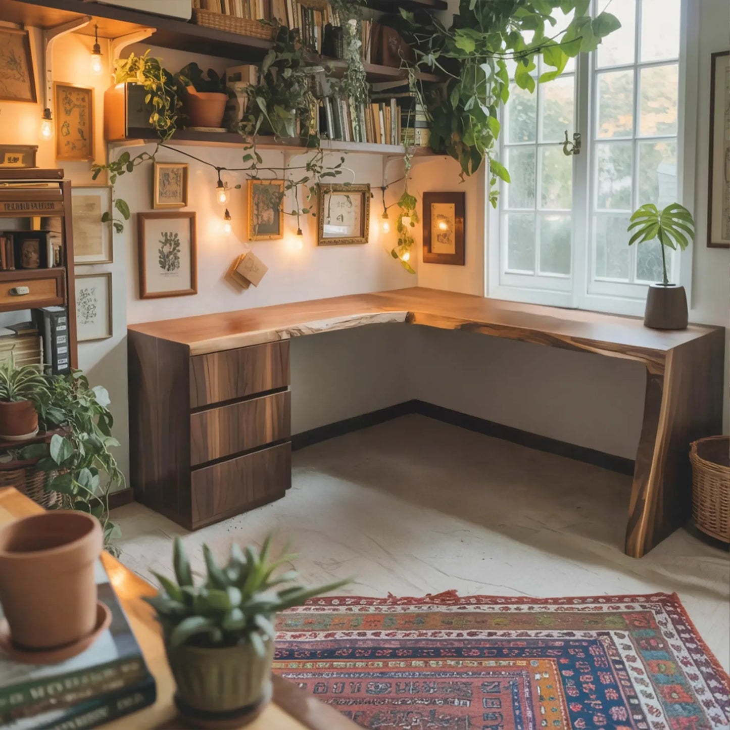 Modern Live Edge L Shaped Desk For Minimalist Home Office Kitchnce