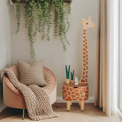 Whimsical Giraffe Nightstand With Drawer For Kids Room And Nursery Kitchnce