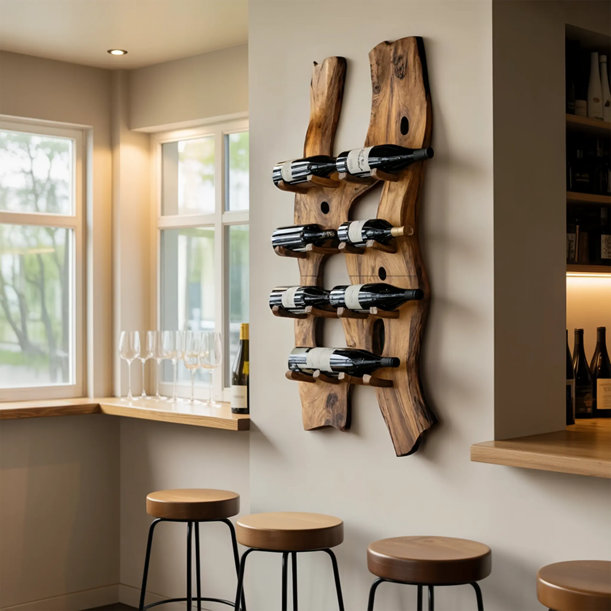Handcrafted Wall Mount Wine Holder For Living Room Kitchnce