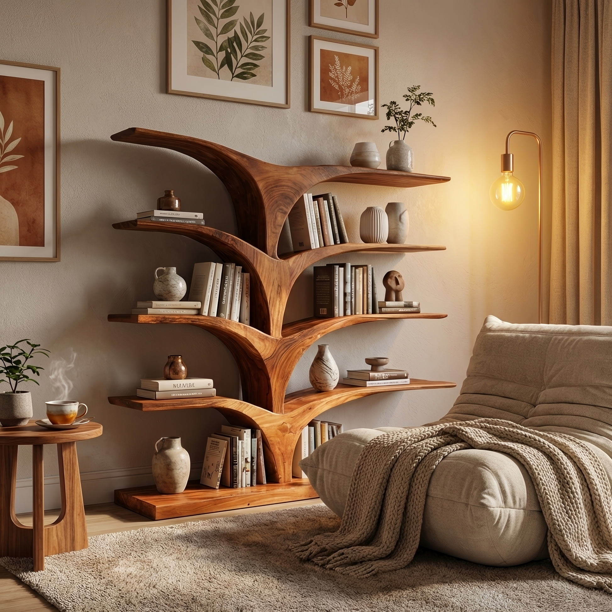 Contemporary Curved Bookshelf For Modern Interior Kitchnce