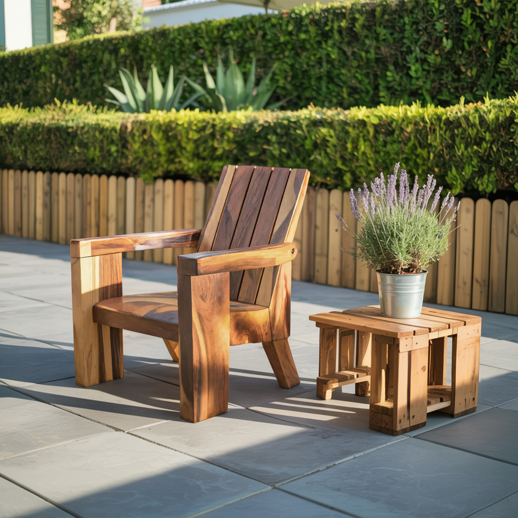 Rustic Outdoor Wooden Lounge Chair With Armrests For Garden Or Porch Kitchnce