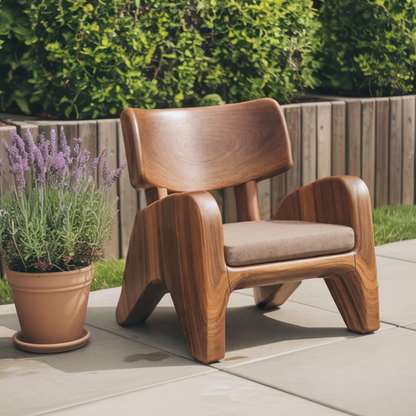 Contemporary Wooden Lounge Chair For Garden Or Reading Nook Kitchnce