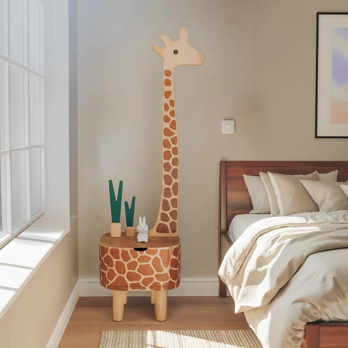 Whimsical Giraffe Nightstand With Drawer For Kids Room And Nursery Kitchnce