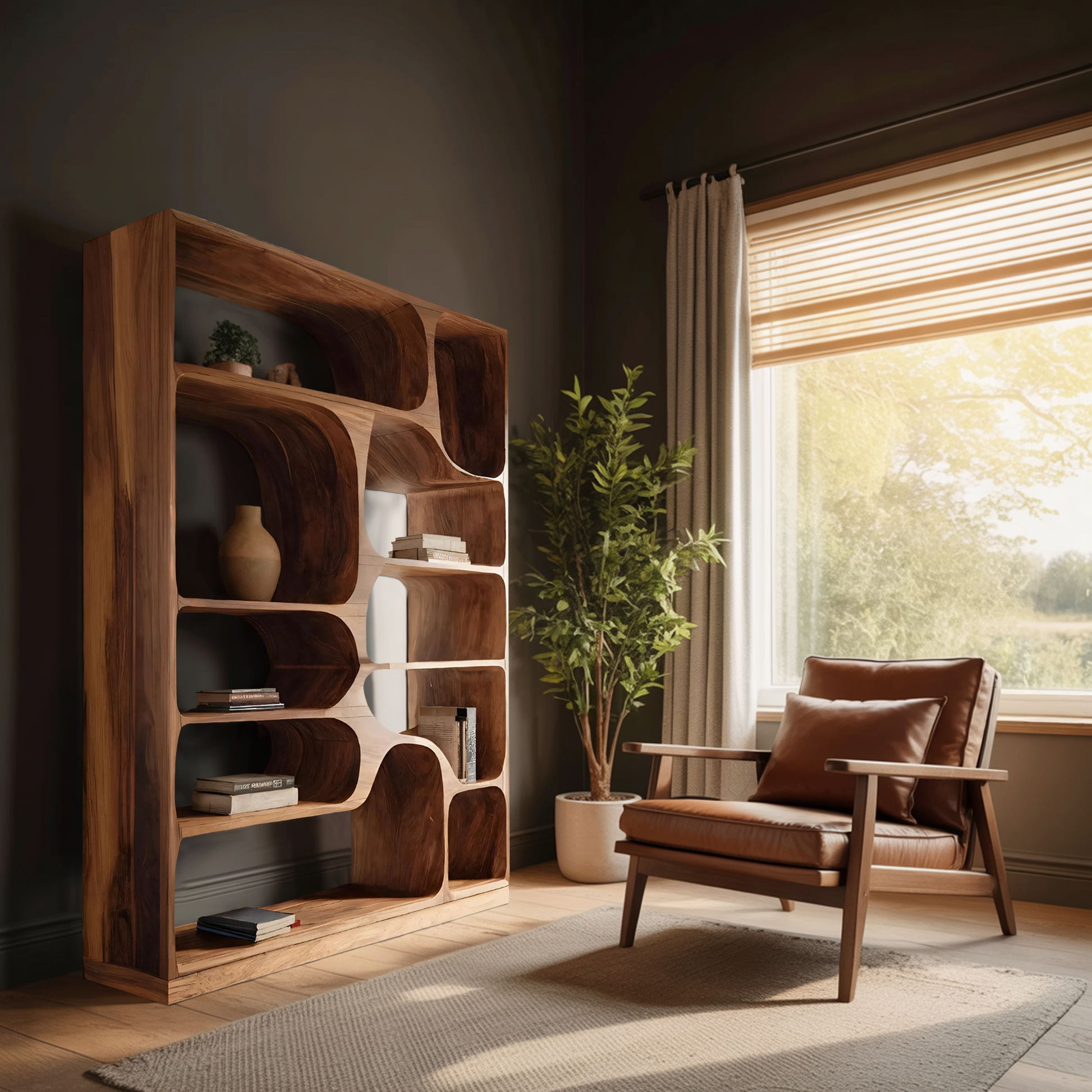 Artistic Bookcase For Living Room Or Bedroom Kitchnce