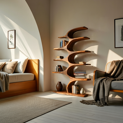 Artistic Curved Bookshelf Fluid Lines Statement For Designer Interiors Kitchnce