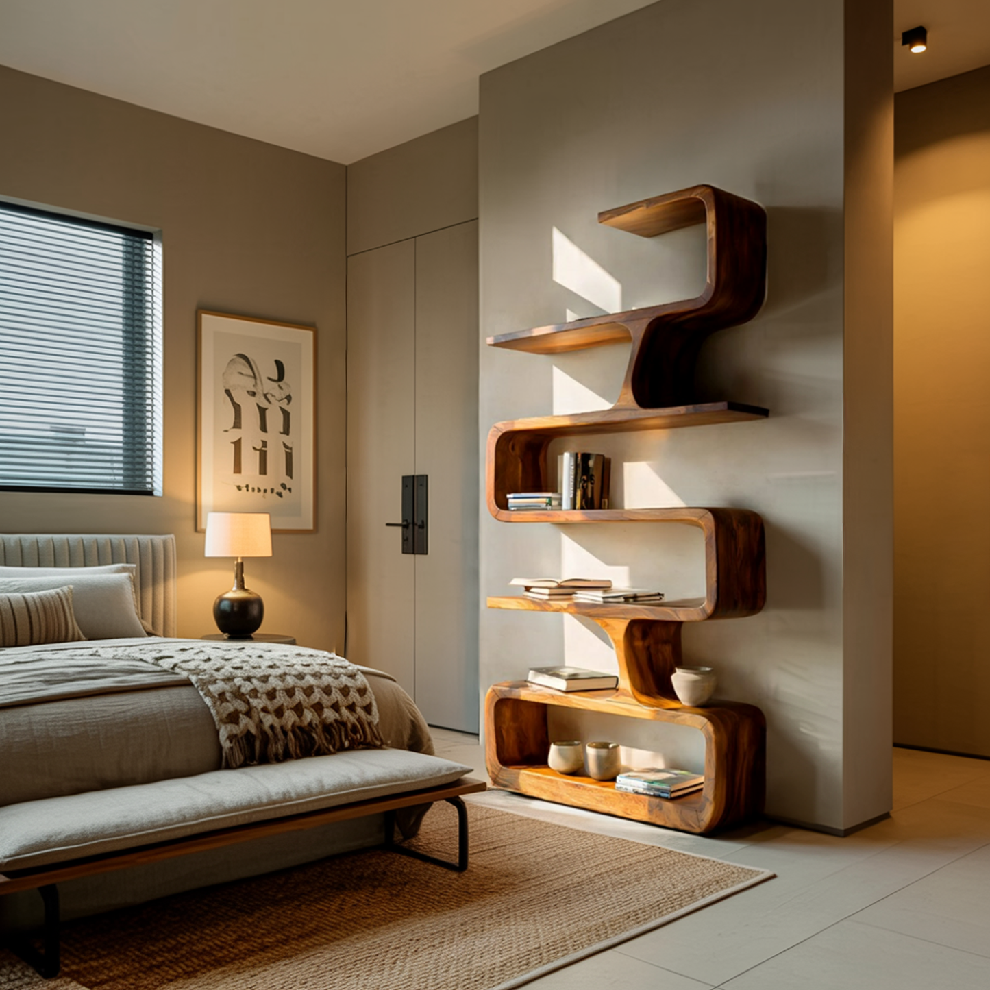 Contemporary Handmade Wooden Bookshelf For Home Styling Kitchnce
