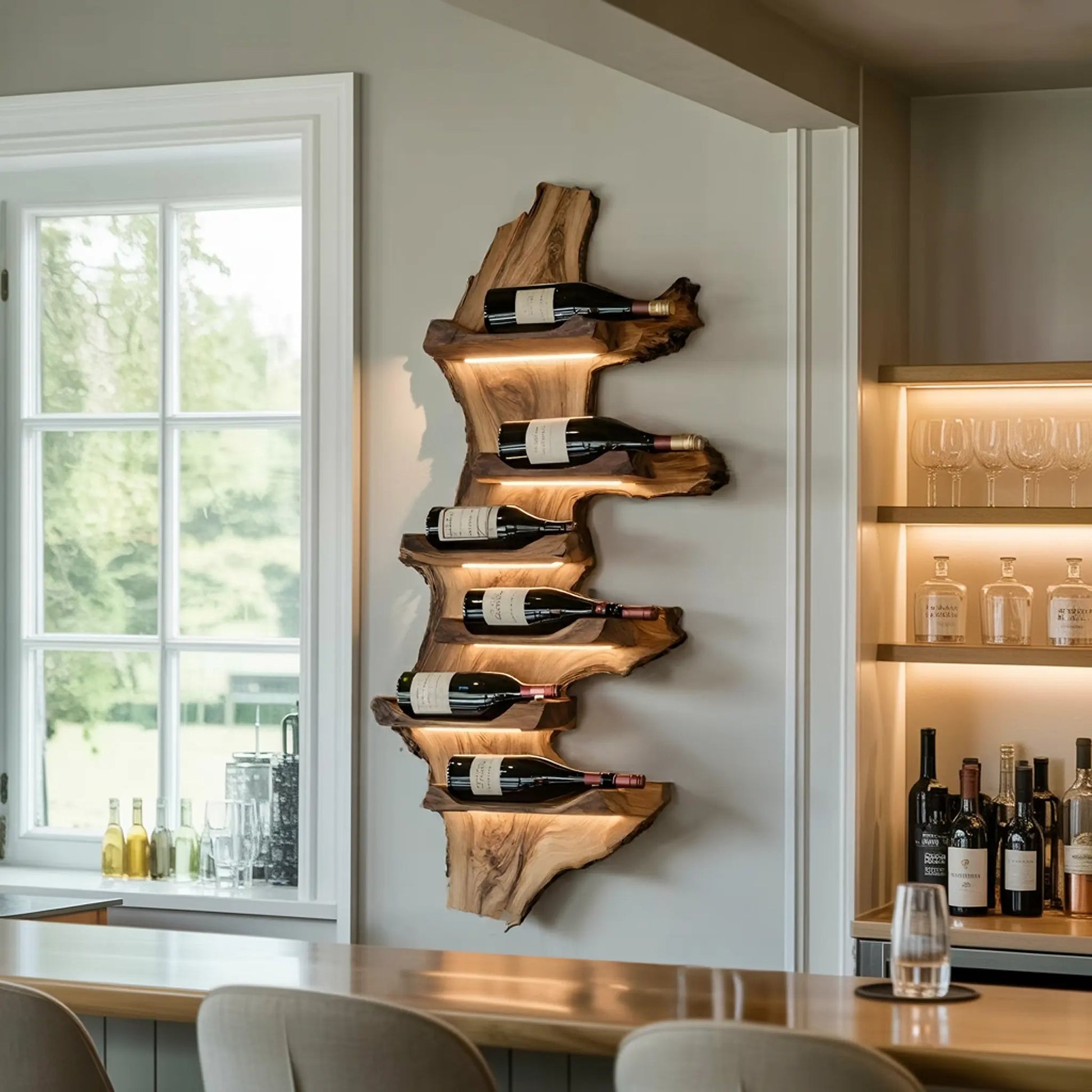 Farmhouse Live Edge Wine Holder For Entryway Furniture Decor Kitchnce