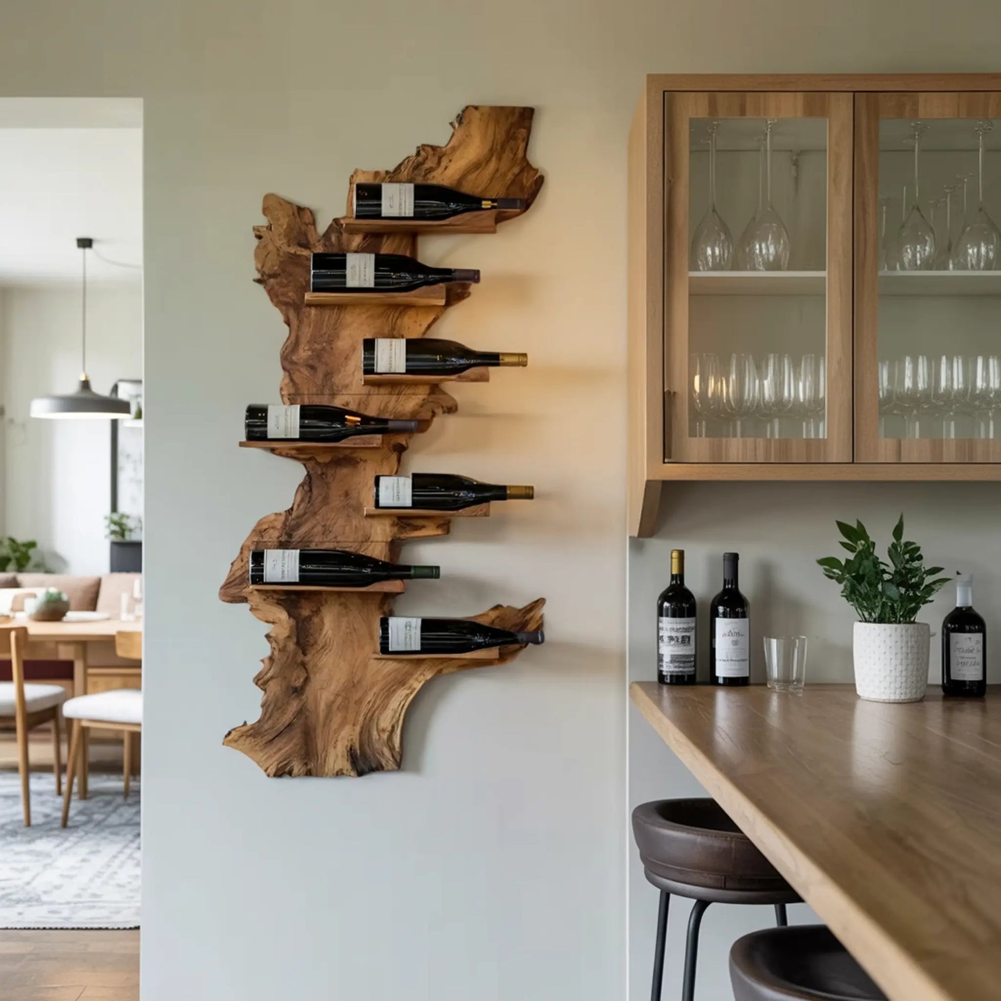 Modern Live Edge Wine Holder For Living Room Furniture Decor Kitchnce
