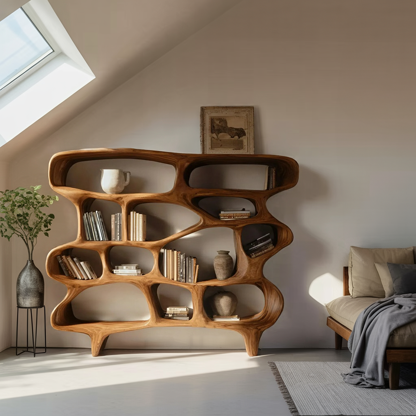 Organic Sculptural Bookshelf For Living Room Or Office Decor Kitchnce