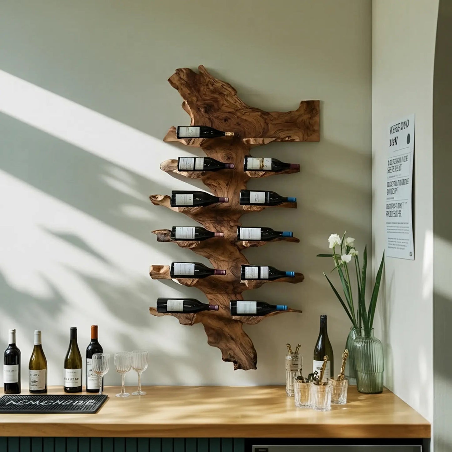 Handcrafted Live Edge Wine Holder For Luxury Furniture Decor Kitchnce