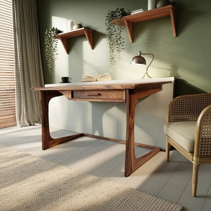 Mid Century Modern Desk With Drawer For Home Office And Workspace Kitchnce