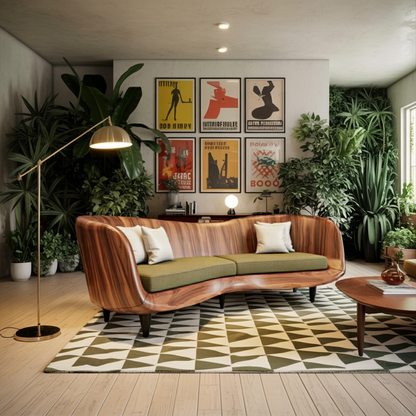 Curved Wooden Sofa For Modern Organic Living Room Kitchnce