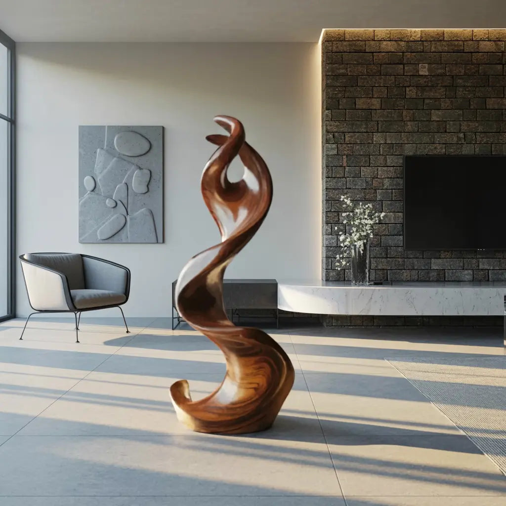 Farmhouse Large Twisted Spiral Floor Art For Living Room Kitchnce