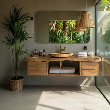 Natural Wood Floating Vanity For Bathroom Upgrade Kitchnce