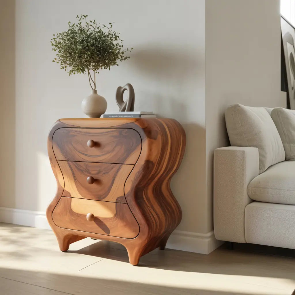 Sculptural Cabinet With Organic Curves And Drawers For Bedroom And Entryway Kitchnce