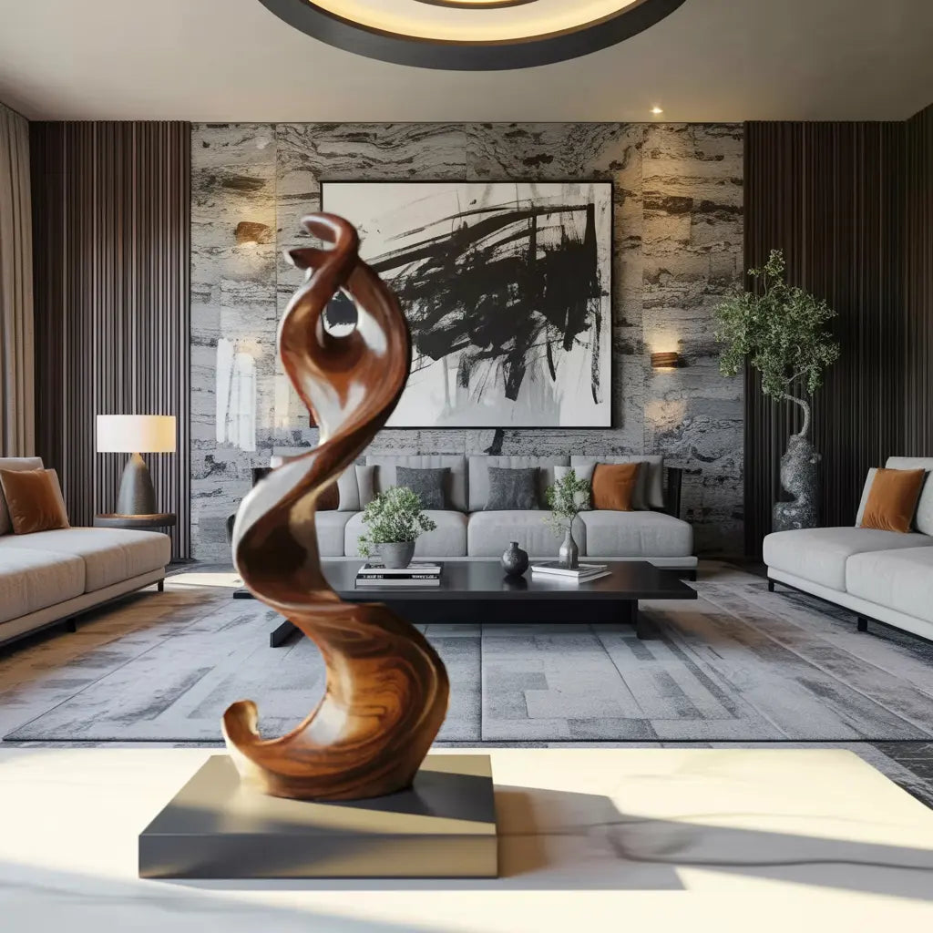 Farmhouse Large Twisted Spiral Floor Art For Living Room Kitchnce