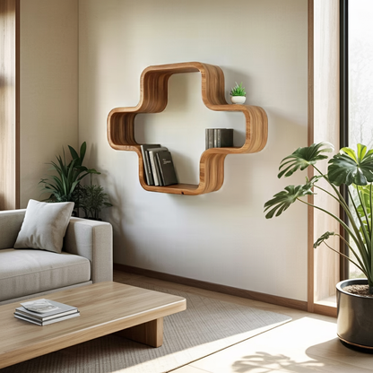 Modern Geometric Wall Mounted Bookshelf For Living Room And Office Kitchnce
