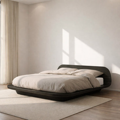 Modern Low Platform Bed Frame, Curved Minimalist Bed, Statement Bedroom Furniture for Home
