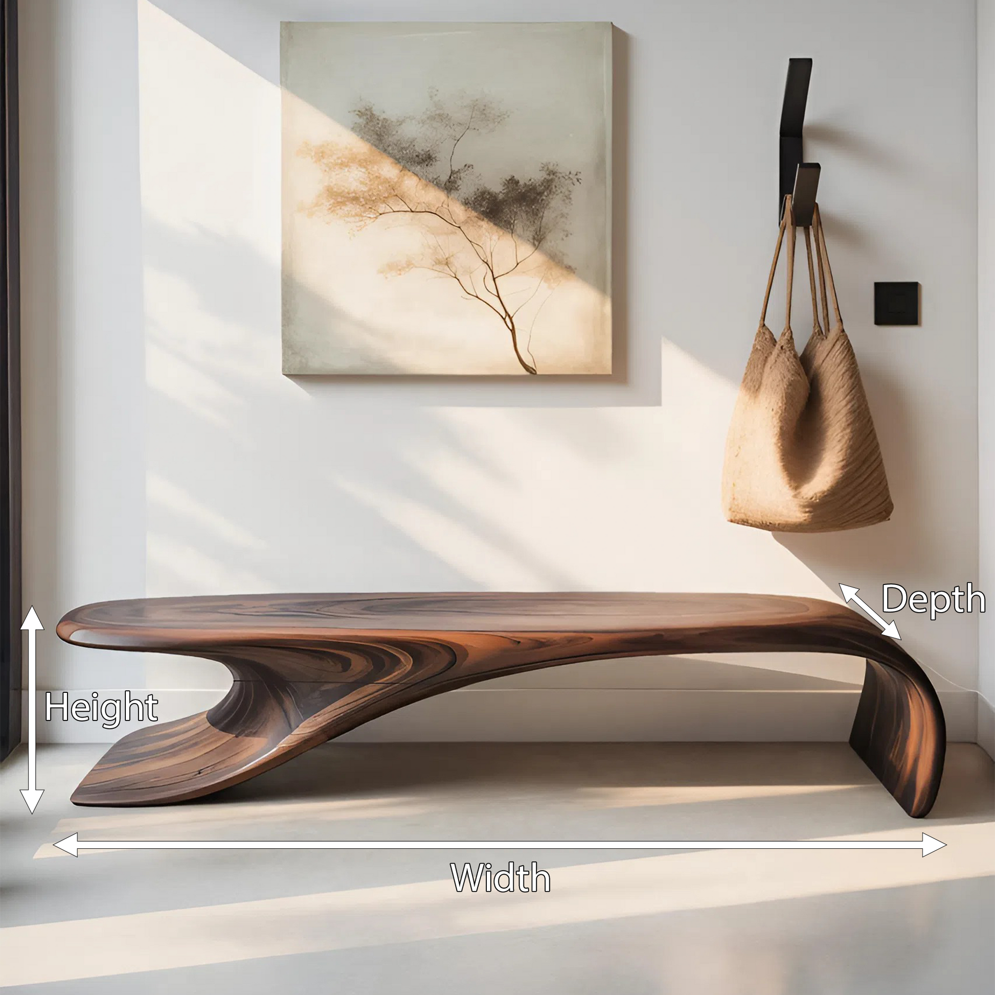 Modern Sculptural Bench With Flowing Curves For Living Room Kitchnce