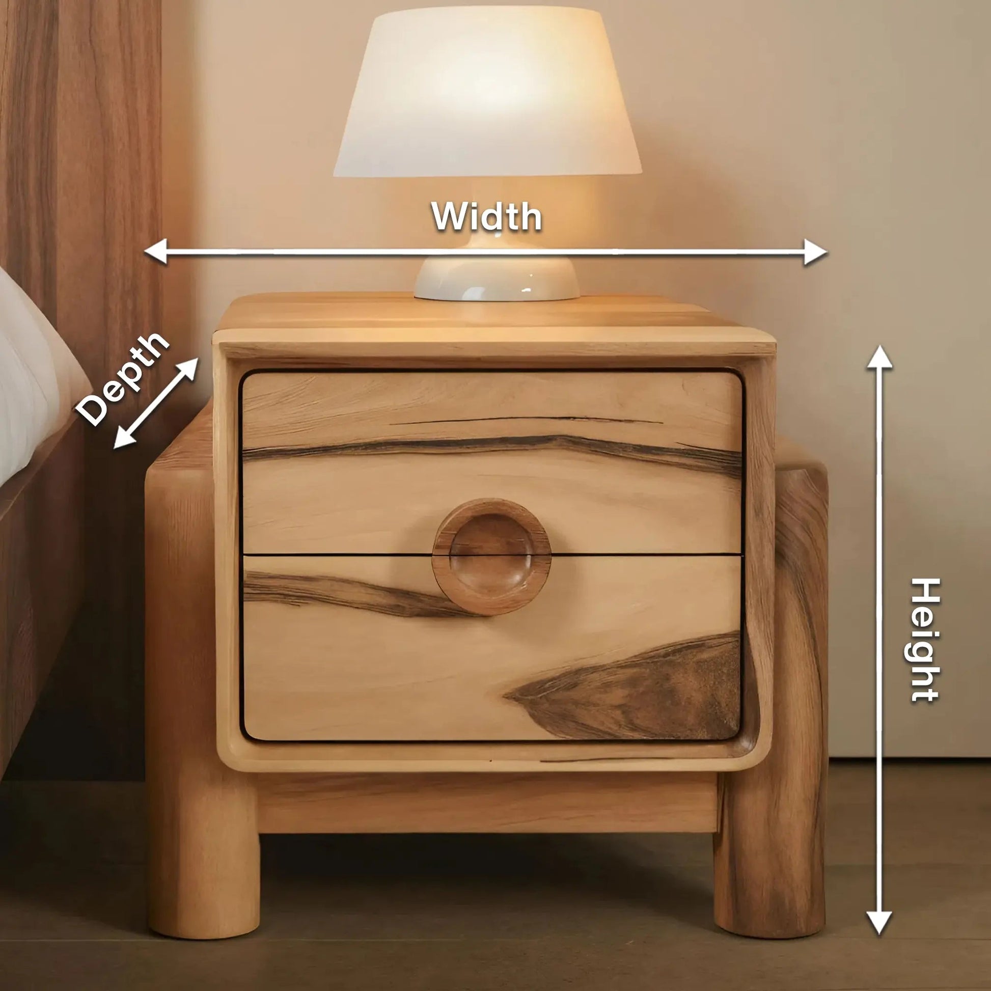Modern Nightstand With Round Handle Bedside Table For Bedroom And Living Room Kitchnce