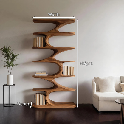 Modern Organic Curved Bookshelf For Living Room Kitchnce