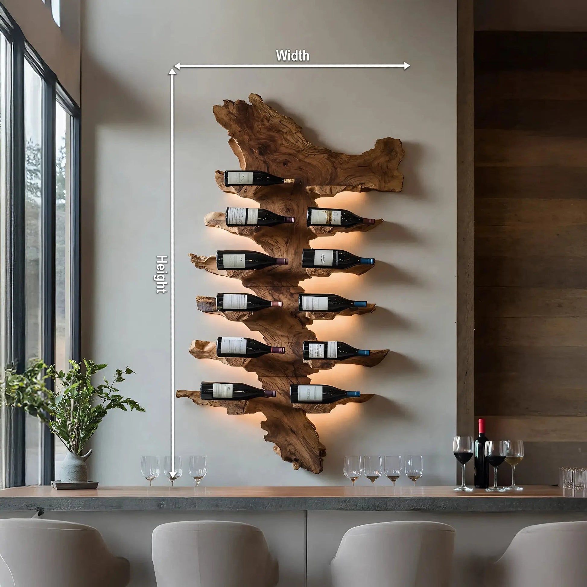 Handcrafted Live Edge Wine Holder For Luxury Furniture Decor Kitchnce