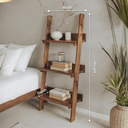 Rustic Ladder Shelf With Tiered Display For Bedroom And Living Room Kitchnce