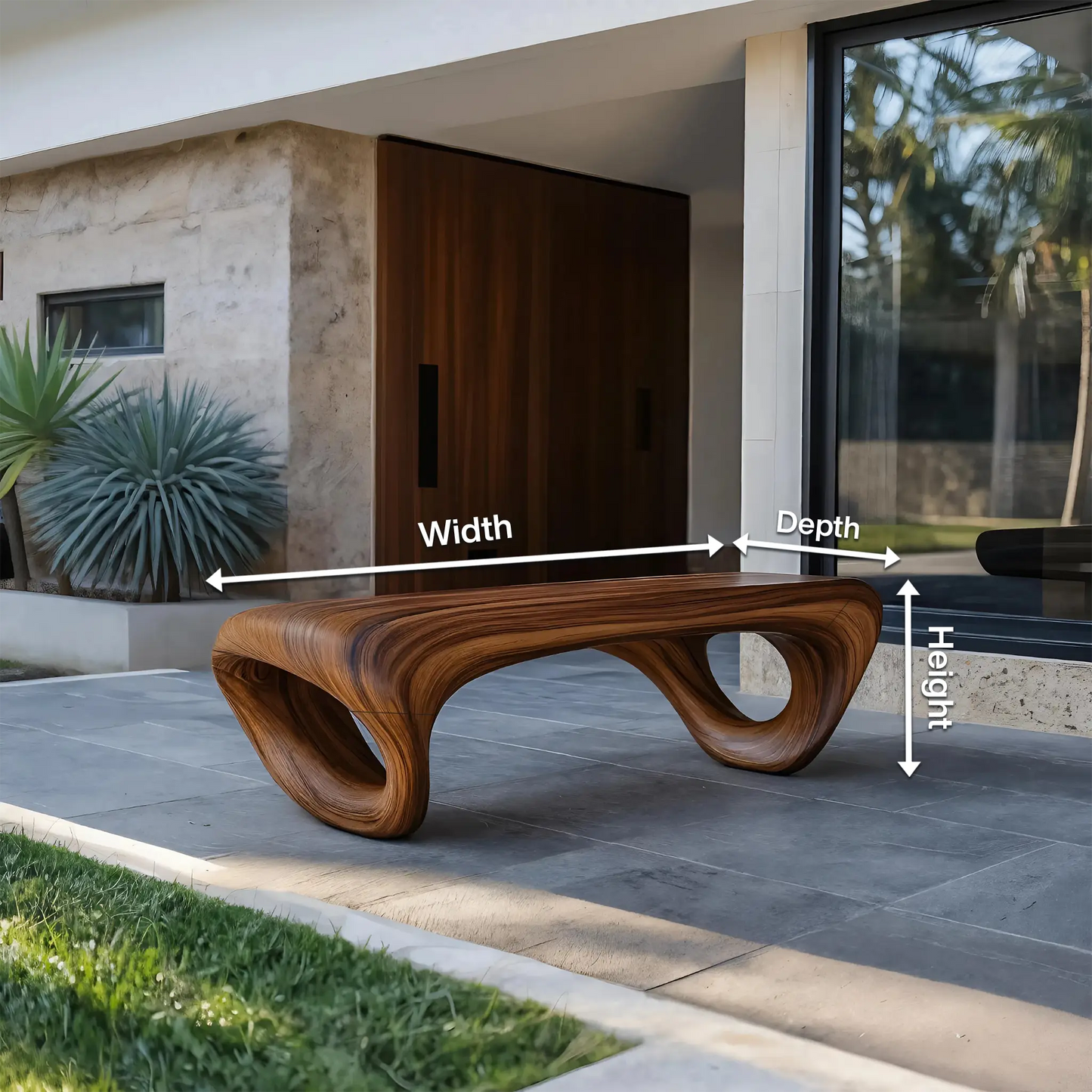 Modern Sculptural Outdoor Bench For Patio Or Garden Decor Kitchnce