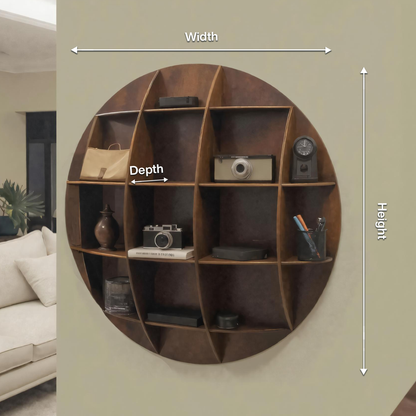 Modern Round Wall Mounted Shelf With Compartments For Living Room Office And Entryway Kitchnce