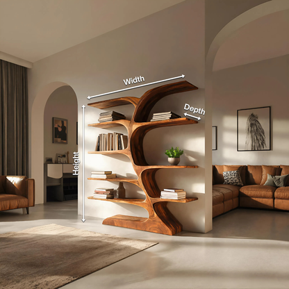 Organic Curved Bookshelf For Open Space Kitchnce