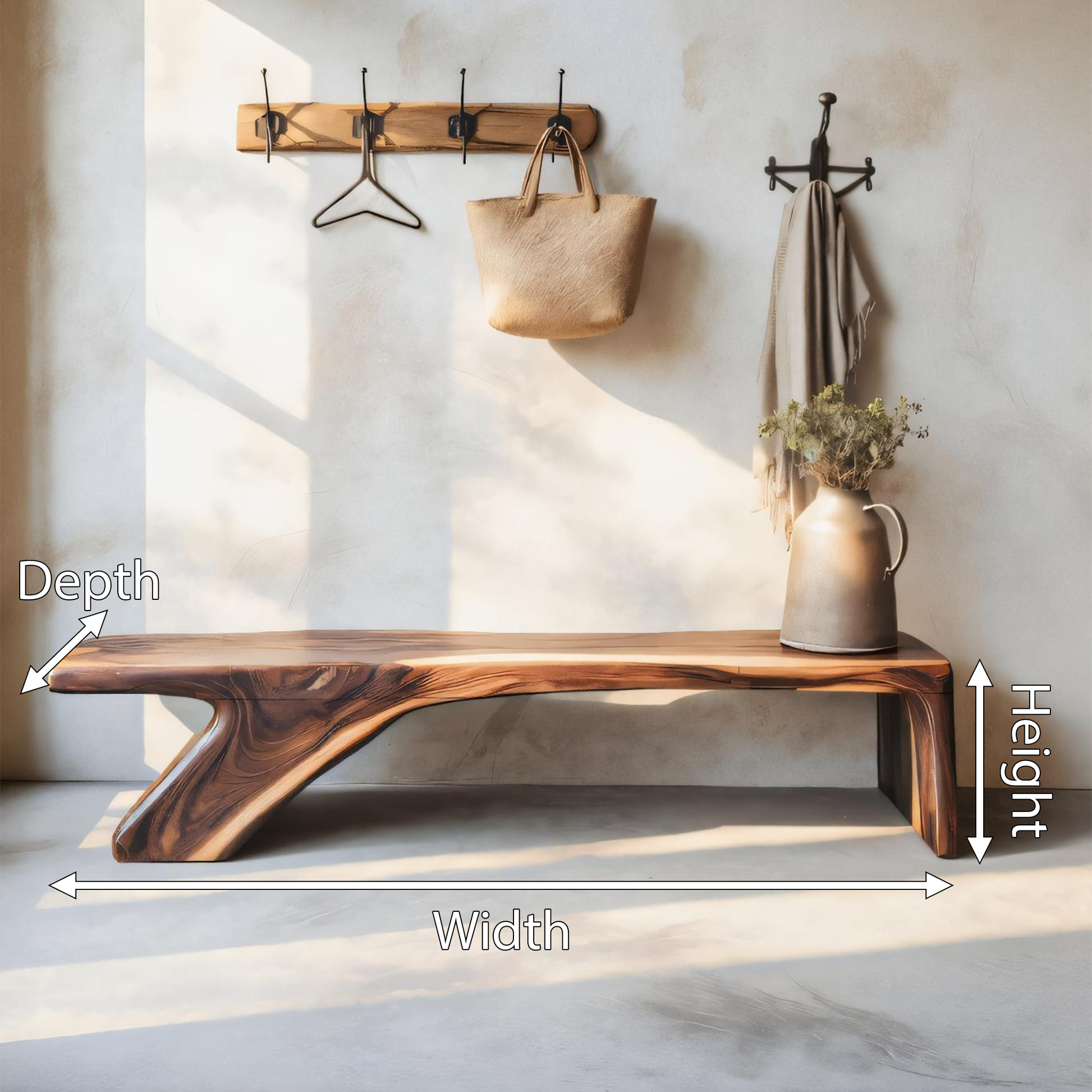 Architectural Bench With Sculpted Z Base For Entryway Kitchnce