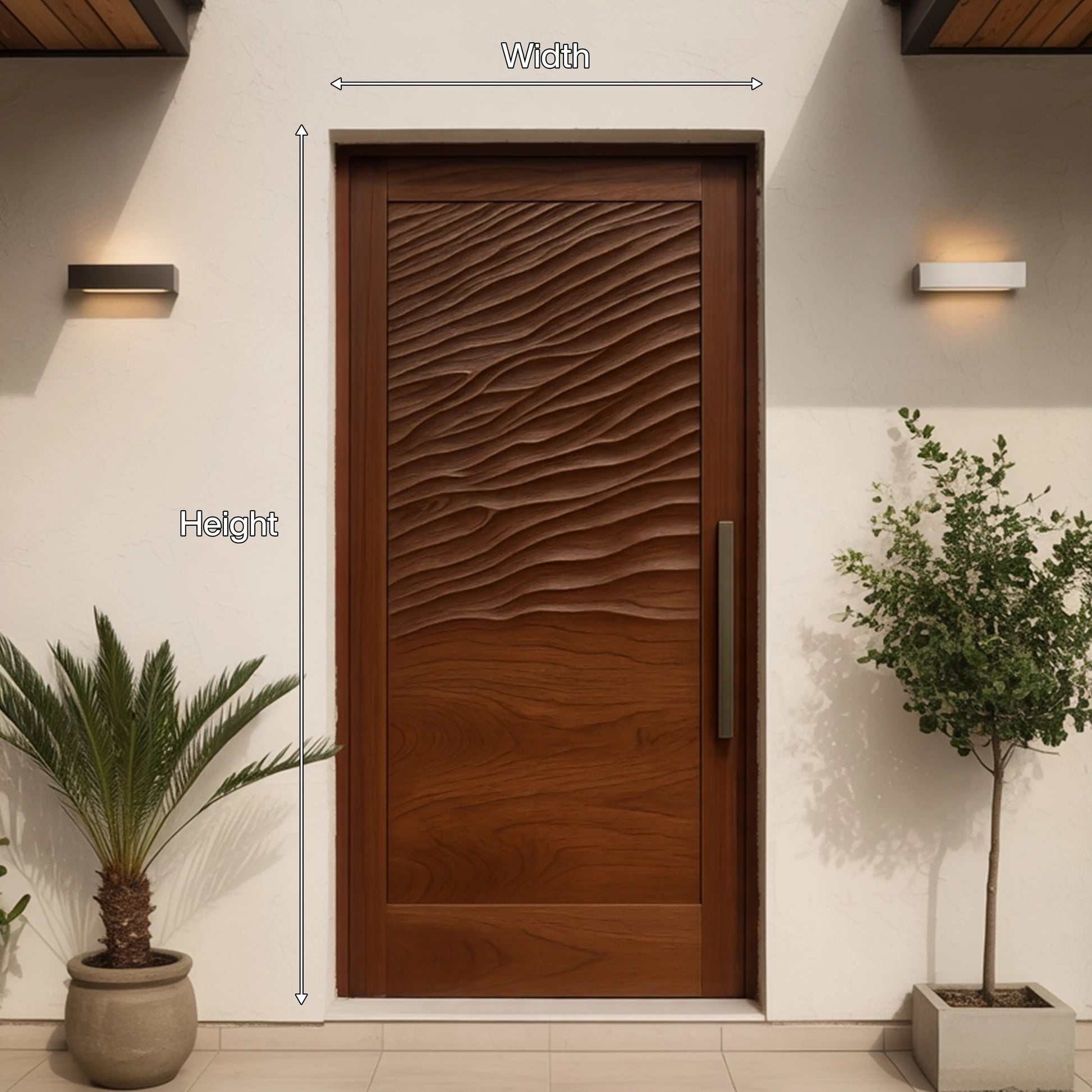 Modern Wave Pattern Front Door Design For Entryway Kitchnce