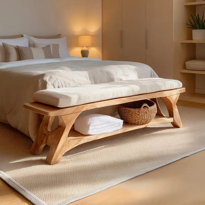 Modern Sculpted Wood Bench For Bedroom Interior Styling Kitchnce