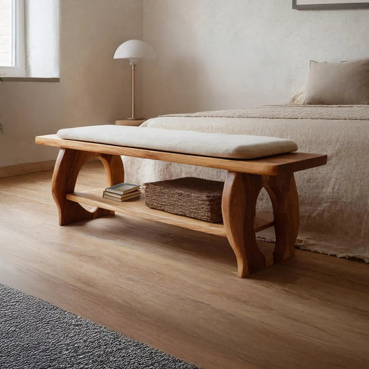 Artisan Curved Wood Bench For Modern Bedroom Design Kitchnce