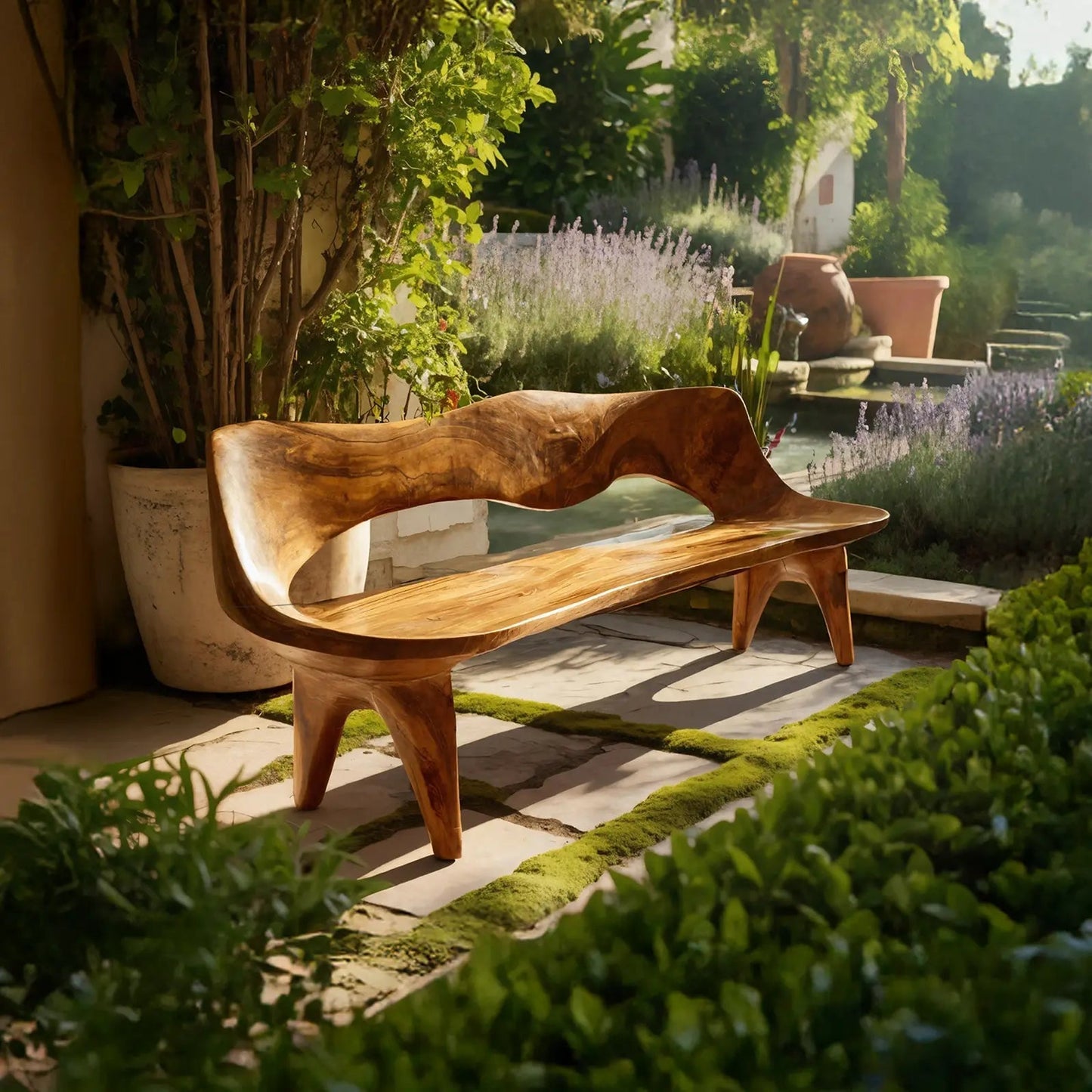Handcrafted Curved Wood Bench For Outdoor Furniture Styling Kitchnce
