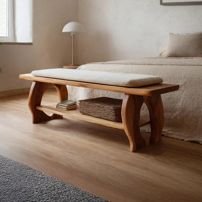 Artisan Curved Wood Bench For Modern Bedroom Design Kitchnce
