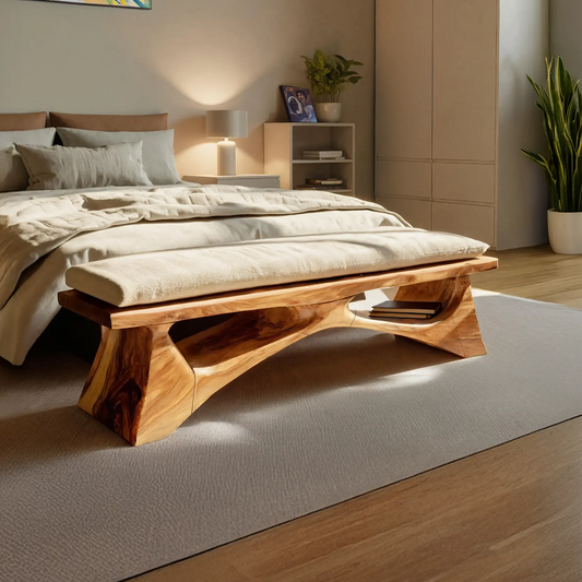Handcrafted Solid Wood Bench For End-of-Bed Styling Kitchnce