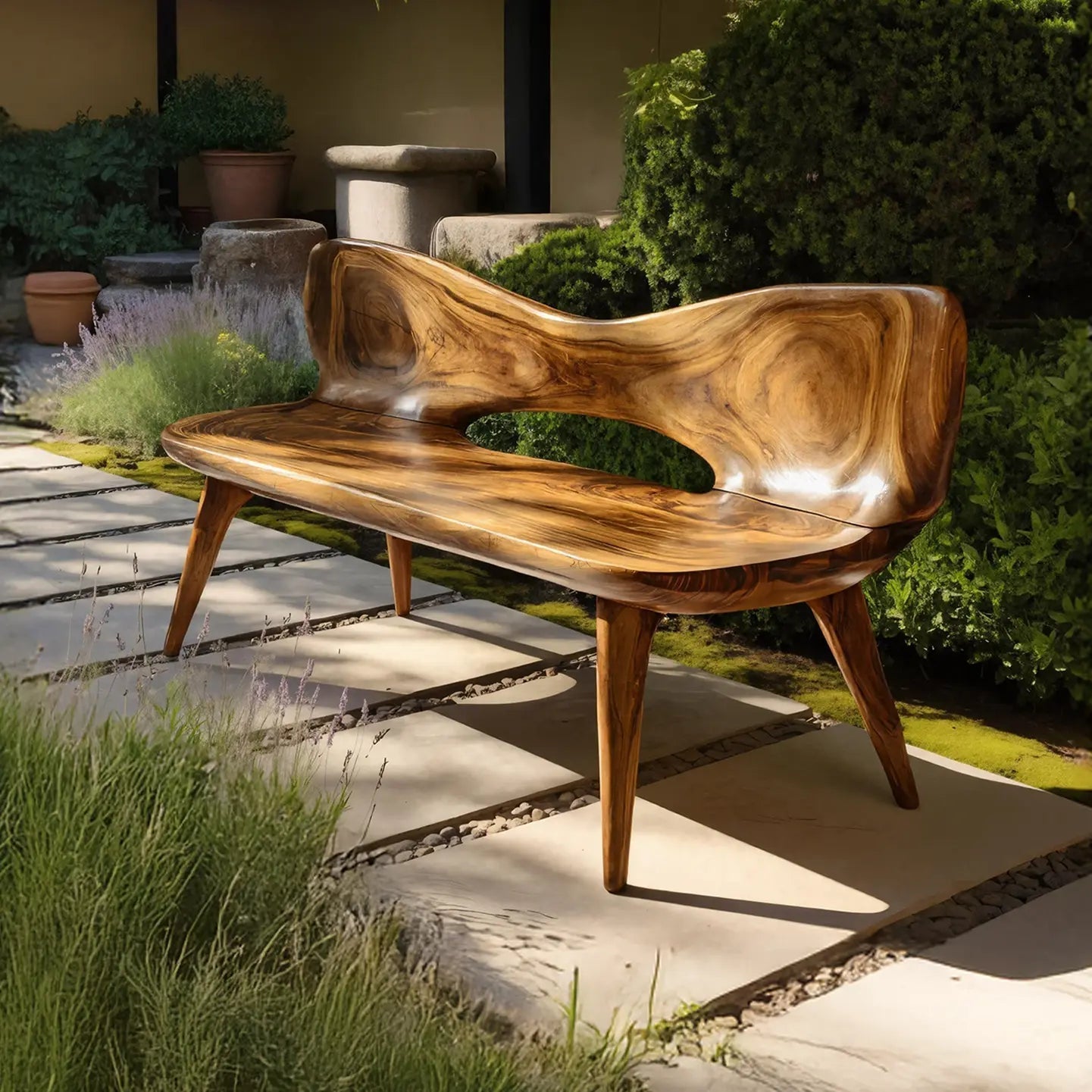 Mid Century Artistic Wooden Bench For Patio Setup Kitchnce
