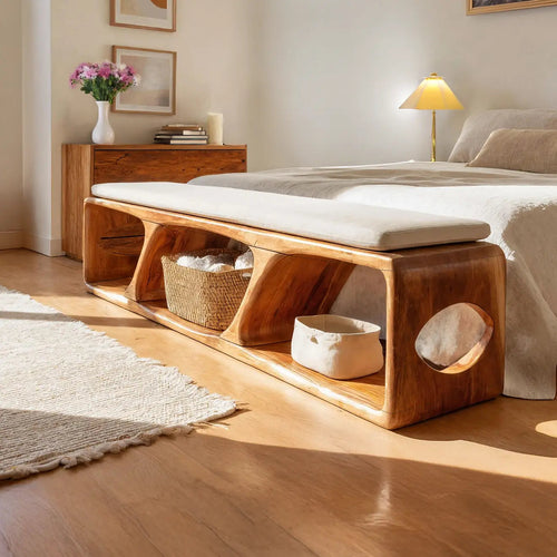 Mid Century Wood Bench For Warm Interior Spaces Kitchnce