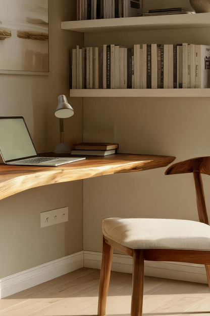 Handcrafted Live Edge Wood Desk For Home Studio Setup Kitchnce