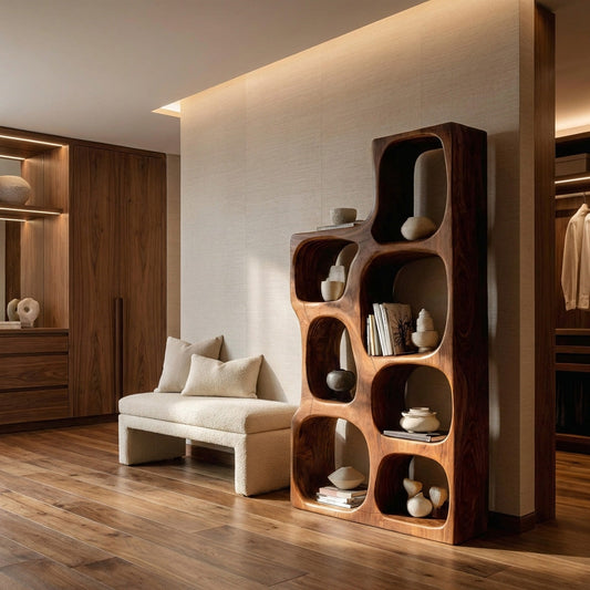 Organic Sculptural Wooden Bookshelf For Modern Living Room Kitchnce