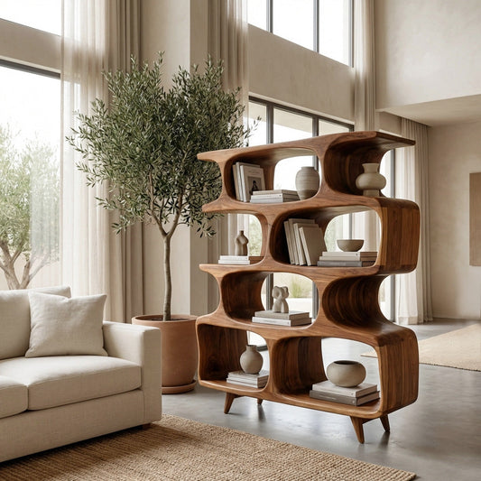 Modern Open Wooden Bookshelf For Beach House Kitchnce