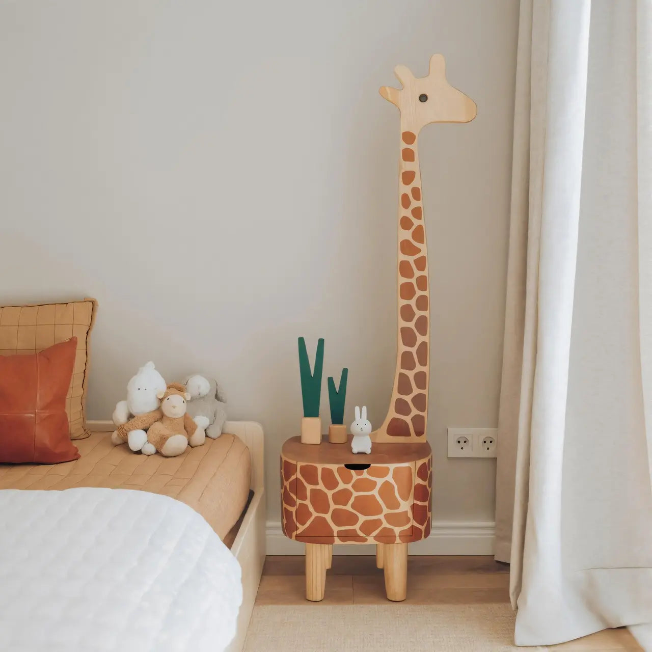Whimsical Giraffe Nightstand With Drawer For Kids Room And Nursery Kitchnce