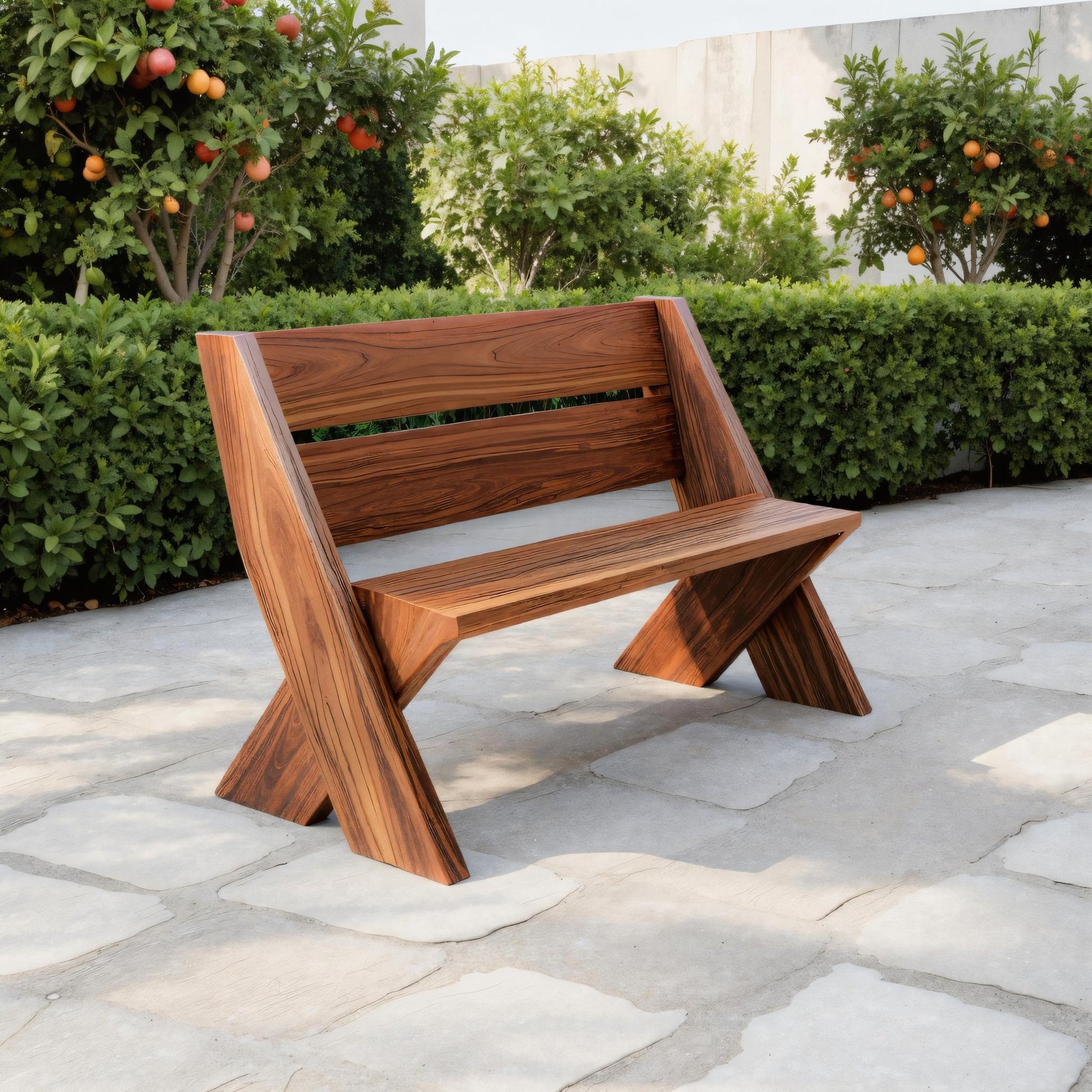 Modern Outdoor Bench With Angled Legs For Garden Patio And Backyard Kitchnce