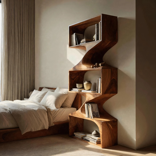 Modern Sculptural Wall Bookcase For Living Room Or Office Kitchnce