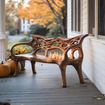 Mid Century Solid Wood Halloween Bench For Outdoor Design Kitchnce